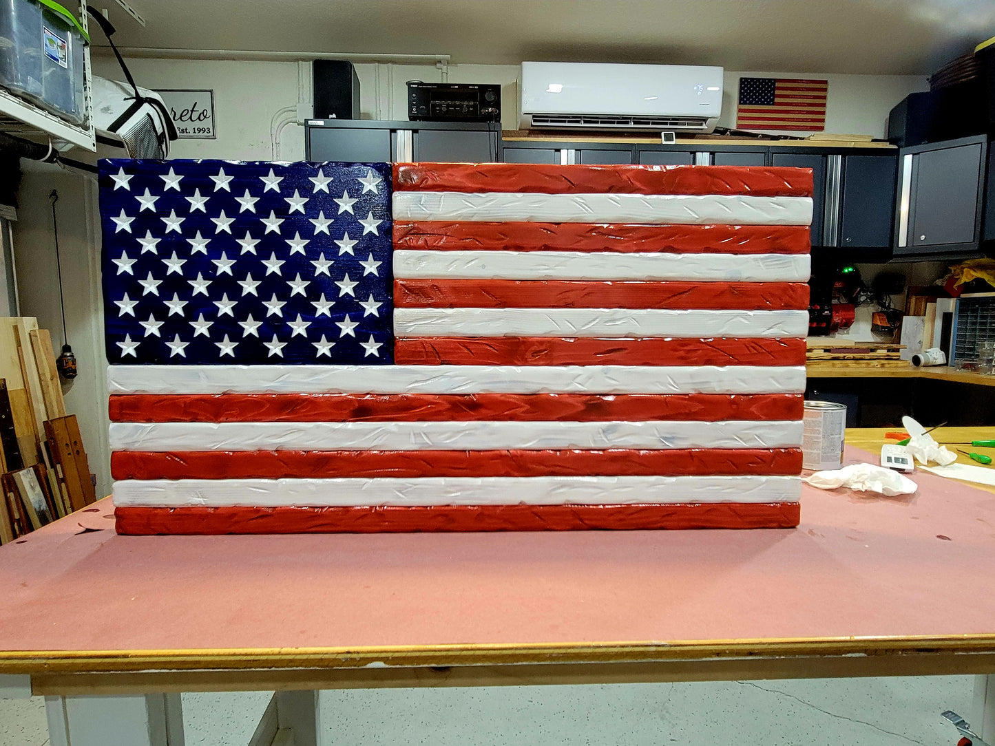 Rustic Red, White, Blue American Flag  37" x 20"