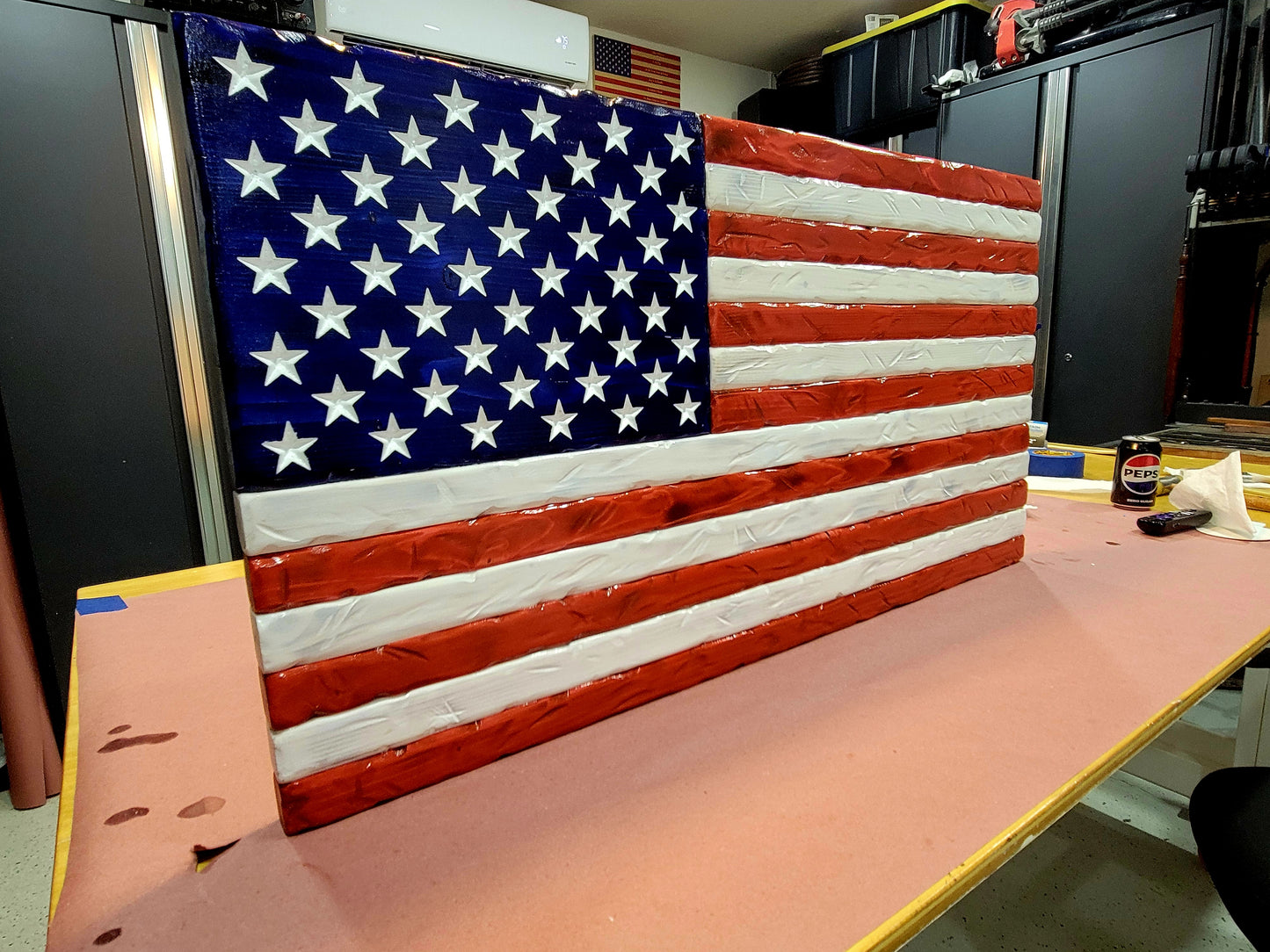 Rustic Red, White, Blue American Flag  37" x 20"