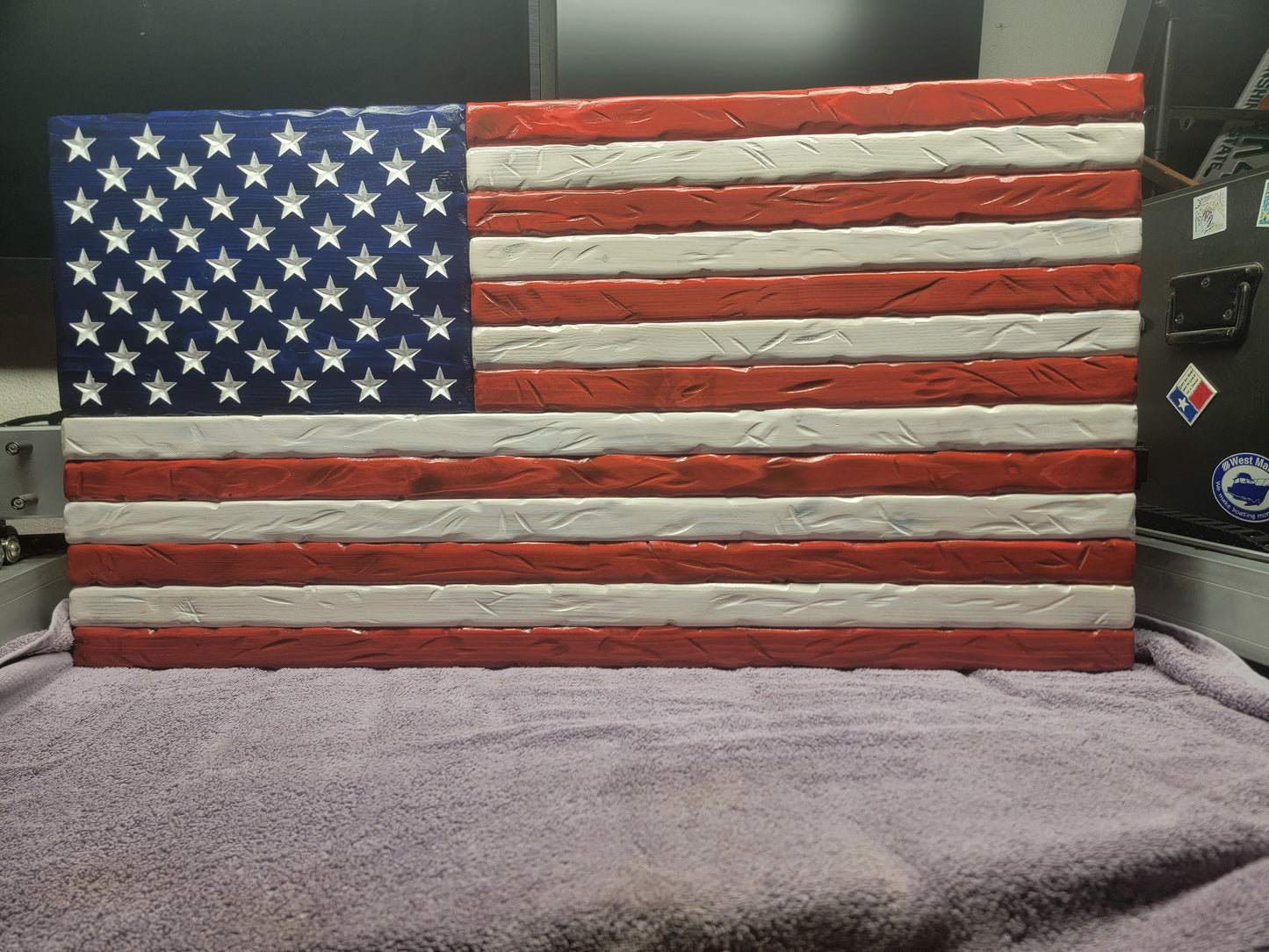 Rustic Red, White, Blue American Flag  37" x 20"