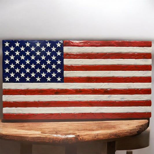 Rustic Red, White, Blue American Flag  37" x 20"